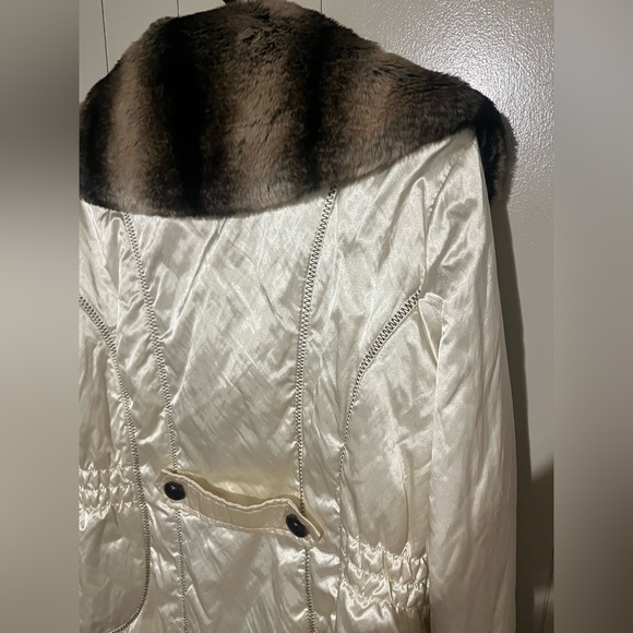 a.n.a Cream Jacket with Brown Faux Fur Trim - Picture 10 of 10